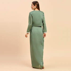 Square Neck Ready To Wear Silk Lehenga & Choli With Shrug